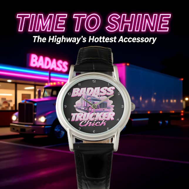 Reloj De Pulsera Badass Trucker Chick Pink Power (Subido por el creador)