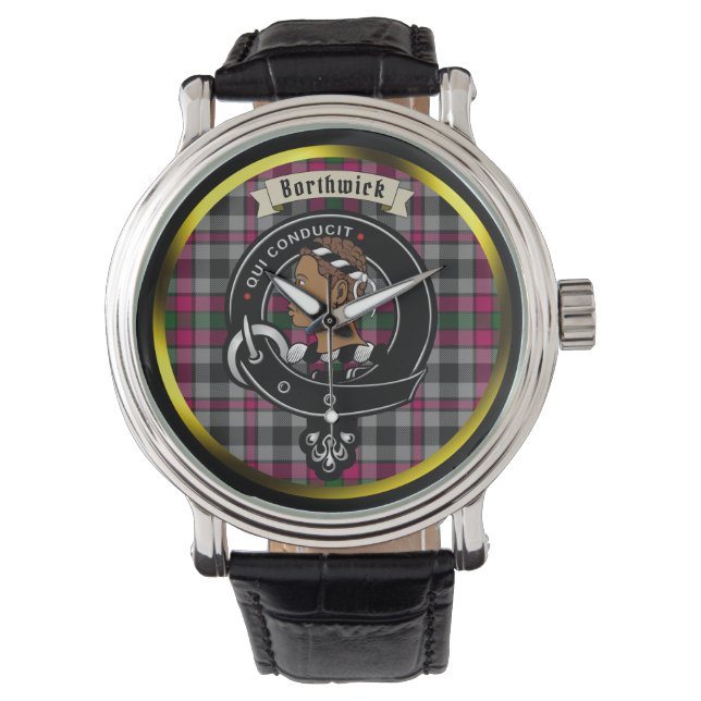 Reloj De Pulsera Badge Borthwick Clan y Tartán (Anverso)
