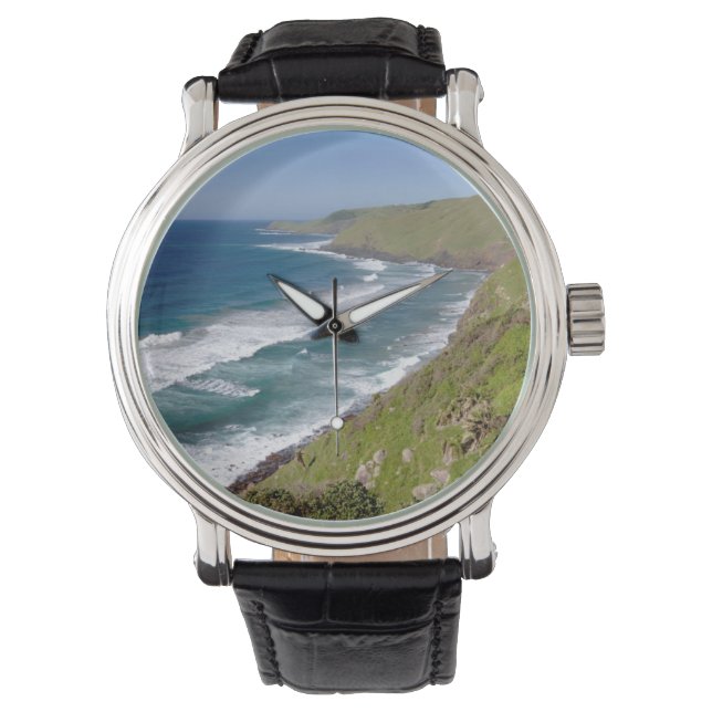 Reloj De Pulsera Bahía de café con vistas al mar (Anverso)