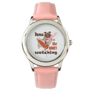 Reloj De Pulsera Baila como nadie ve a la chica Pug Dog