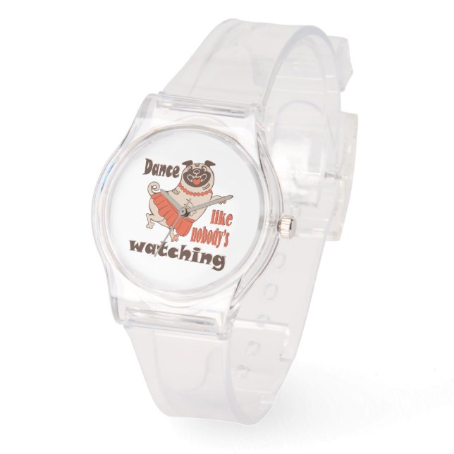 Reloj De Pulsera Baila como nadie ve a la chica Pug Dog (Ángulo)