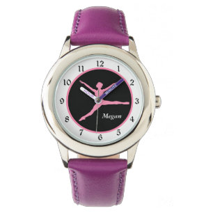 Reloj De Pulsera Bailarín rosa personalizado en negro