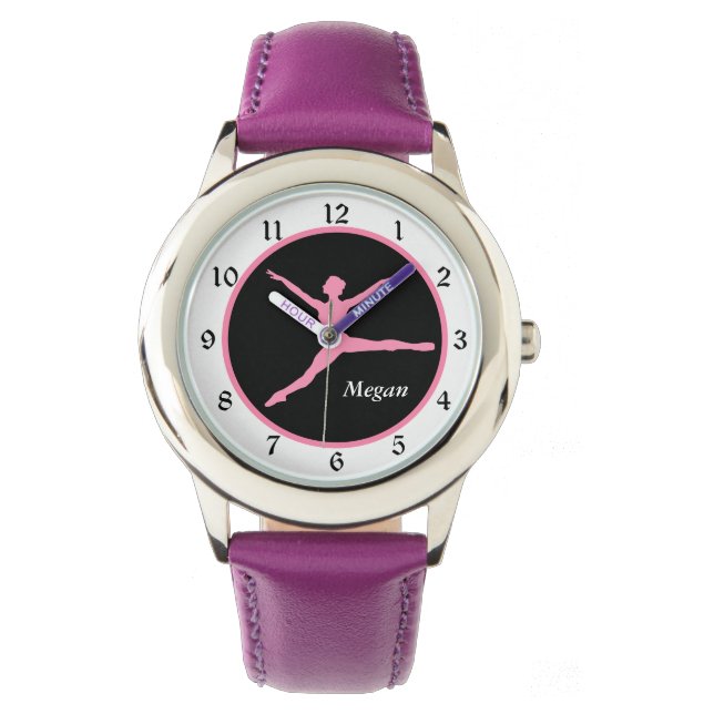 Reloj De Pulsera Bailarín rosa personalizado en negro (Anverso)