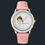 Reloj De Pulsera Bailarina de ballet de brunette dulce<br><div class="desc">Este adorable reloj presenta un adorable ilustracion vectorial de una adorable bailarina y puede ser personalizado con el nombre,  monograma,  inicial o cualquier texto de su elección para un regalo perfecto para el personalizado.</div>