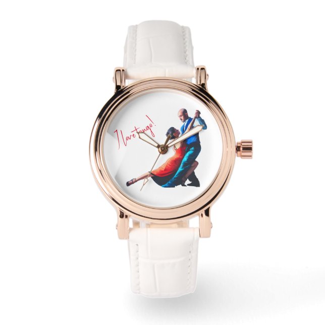 Reloj De Pulsera Bailarines de tango - pintura a mano  (Anverso)