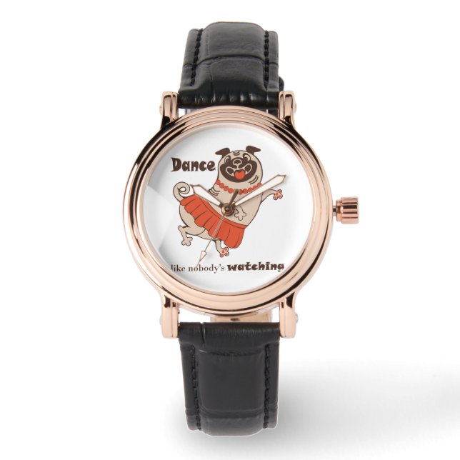 Reloj De Pulsera Baile como si nadie viera a Pug Chica (Anverso)