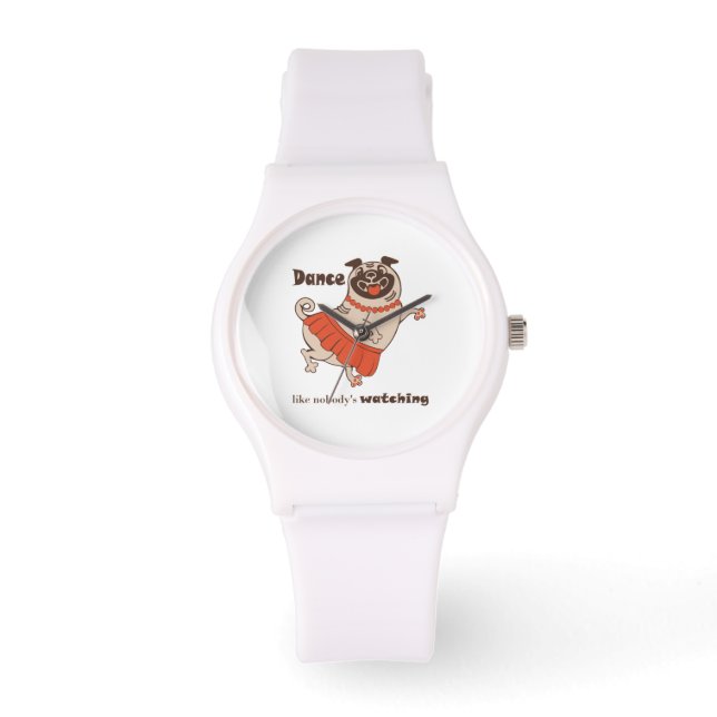 Reloj De Pulsera Baile como si nadie viera a Pug Chica (Anverso)