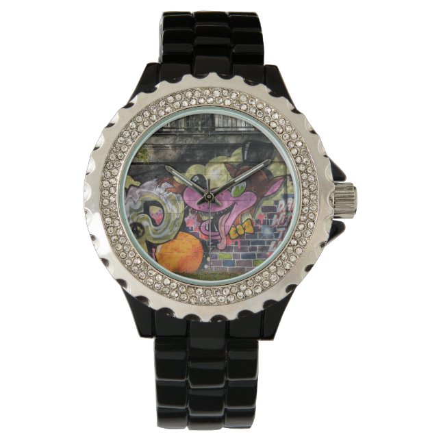 Reloj De Pulsera Baile Con El Graffiti Del Lobo (Anverso)