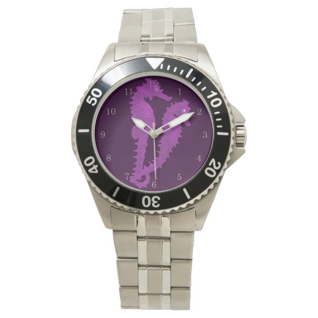 Reloj De Pulsera Baile De Los Caballos De Mar (Púrpura) (Anverso)