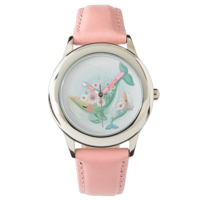 Reloj De Pulsera Baile De Madre Y Bebé De Ballenas (Anverso)