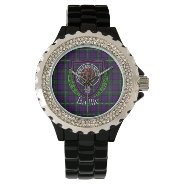 Reloj De Pulsera Baillie Scottish Clan Tartan & Crest (Anverso)