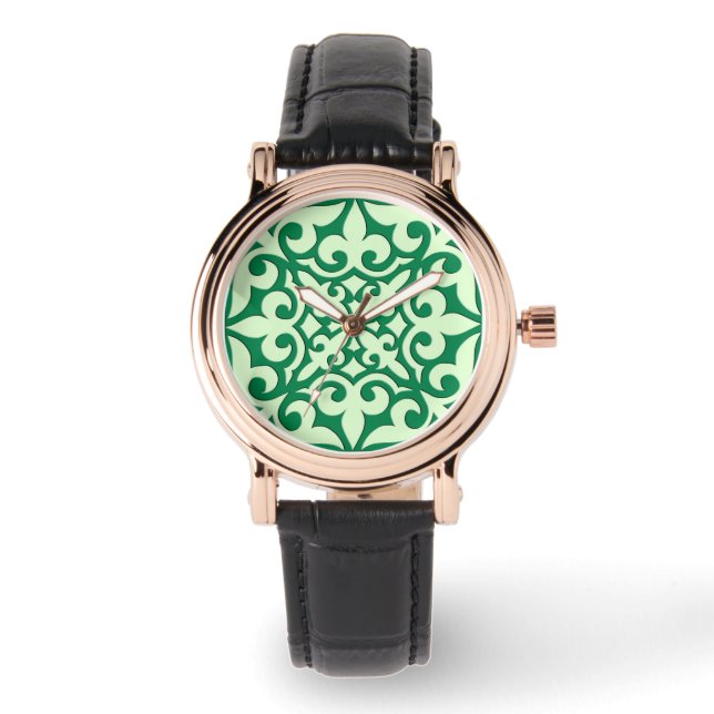 Reloj De Pulsera Baldosa marroquí - esmeralda y verde claro (Anverso)