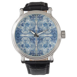 Reloj De Pulsera Baldosas antiguas en azul delft