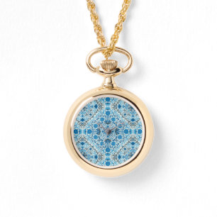 Reloj De Pulsera Baldosas florales azules