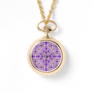 Reloj De Pulsera Baldosas florales en rosa violeta y algodón