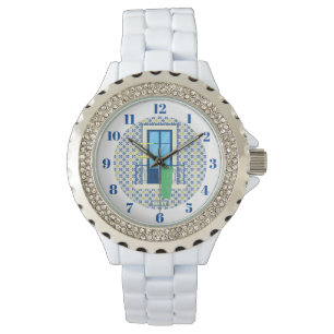 Reloj De Pulsera Baldosas portuguesas y balcón con ventana