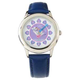 Reloj De Pulsera Balerina de cisne sobre acuarela de lago morado