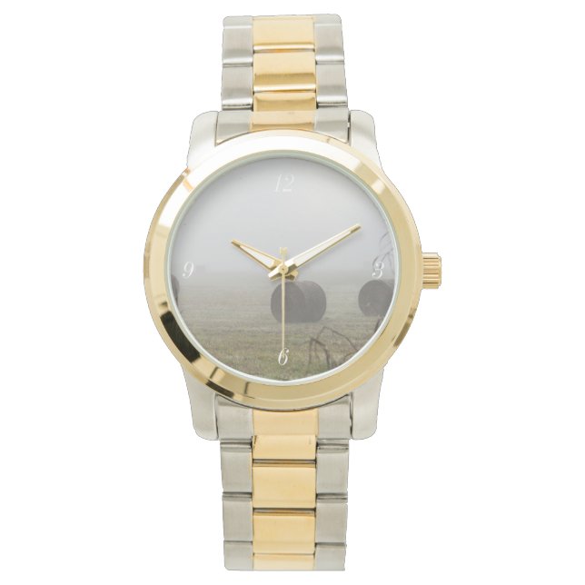 Reloj De Pulsera Bales De Heno En La Niebla (Anverso)
