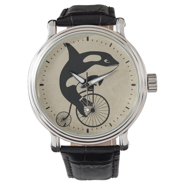 Reloj De Pulsera Ballena asesina en bicicleta de época (Anverso)