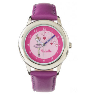 Reloj De Pulsera Ballerina con vestido rosa y zapatos punteros