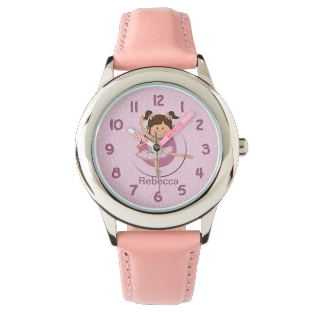 Reloj De Pulsera Ballerina Cuta Rosa Personalizada (Anverso)