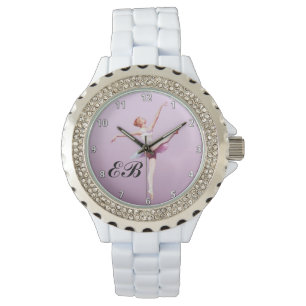 Reloj De Pulsera Ballerina en rosa y lavanda, Monograma