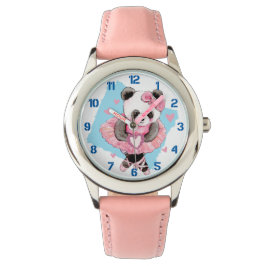 Reloj De Pulsera Ballerina Panda Pink Heart Kids