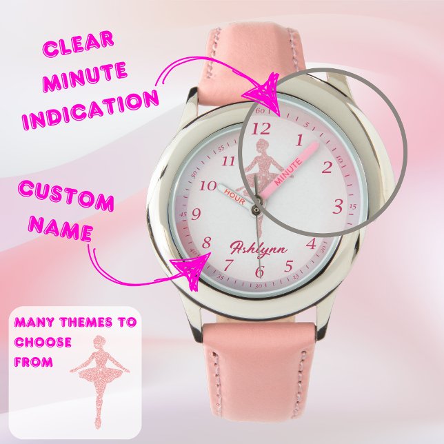 Reloj De Pulsera Ballerina rosa rosa blanca personalizada (Subido por el creador)