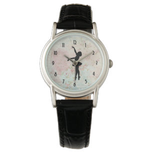 Reloj De Pulsera Ballerina Silhouette sobre el elegante patrón de c