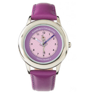 Reloj De Pulsera Ballerina Vestido rosa Polka blanco puntos Lavanda