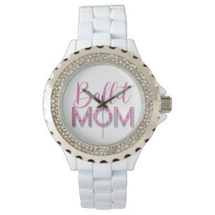 Reloj De Pulsera Ballet Rosa Dance Mom Sparkle Diamond Glam