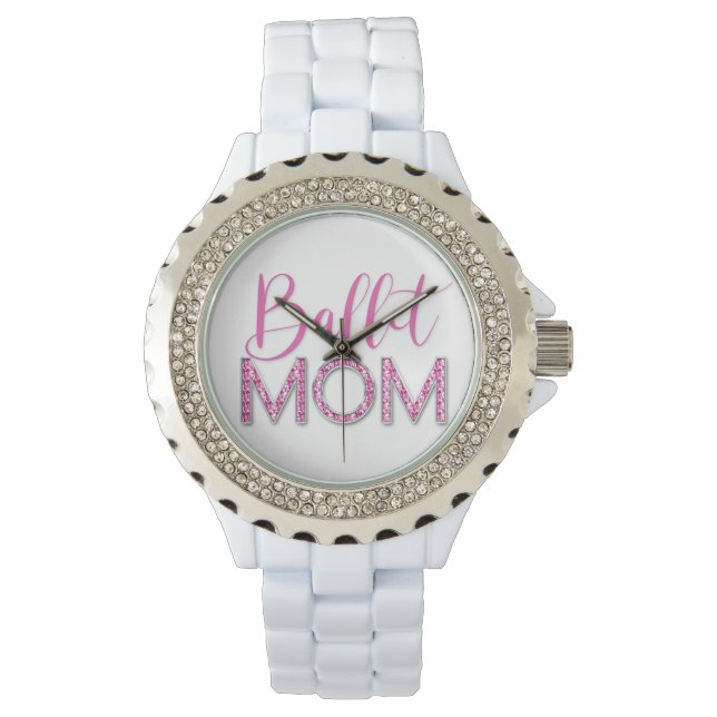 Reloj De Pulsera Ballet Rosa Dance Mom Sparkle Diamond Glam (Anverso)