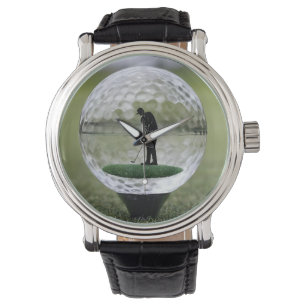 Reloj De Pulsera Balneario De Golf De Vidrio Con Jugador De Golf En