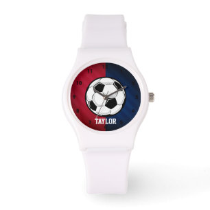 Reloj De Pulsera Balón de fútbol; rojo, blanco y azul