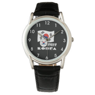 Reloj De Pulsera Balón de fútbol y bandera de Corea del Sur