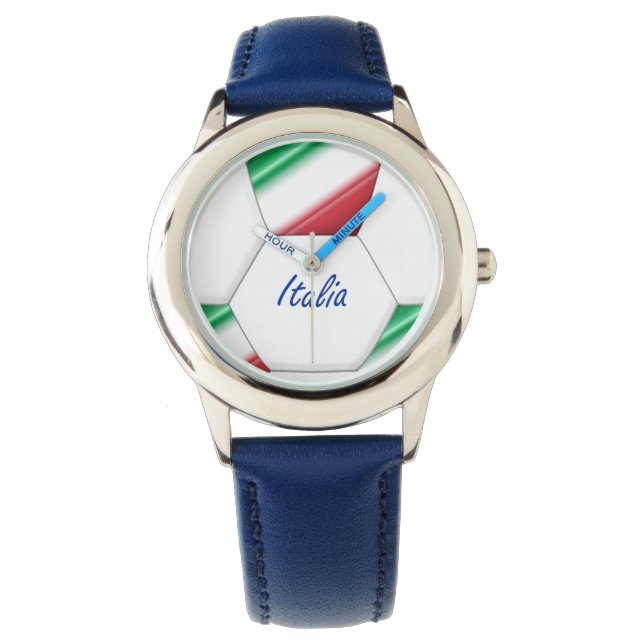 Reloj De Pulsera Balón ITALIA FÚTBOL de equipo nacional y bandera (Anverso)