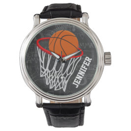 Reloj De Pulsera Baloncesto de Chalkboard y Hoop personalizados