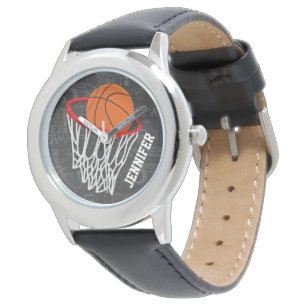 Reloj De Pulsera Baloncesto de Chalkboard y Hoop personalizados