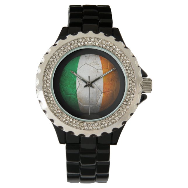 Reloj De Pulsera Baloncesto de fútbol de bandera irlandesa (Anverso)