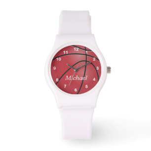 Reloj De Pulsera Baloncesto Deportivo Rojo   Nombre DIY