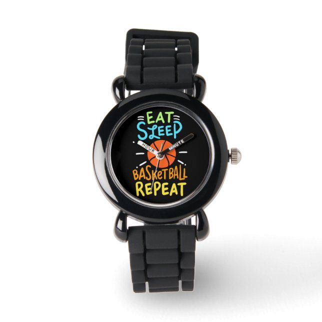 Reloj De Pulsera Baloncesto - Repetición de Eat Sleep Basketball (Anverso)