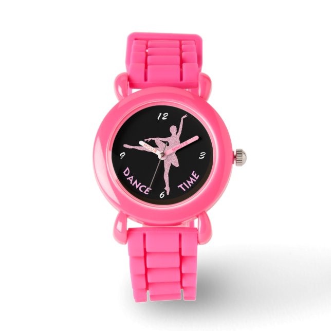 Reloj De Pulsera Baloncesto Rosa Cute Kids Dance Time (Anverso)