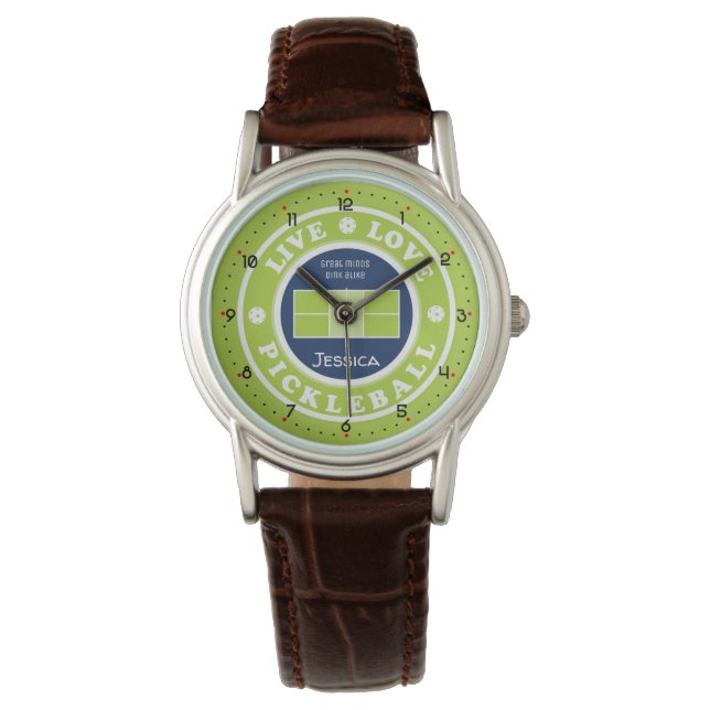 Reloj De Pulsera Baloncesto: vivo, amor, pickleball, texto personal (Anverso)
