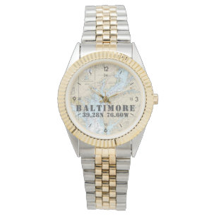 Reloj De Pulsera Baltimore MD Nautical Latitude Boater's