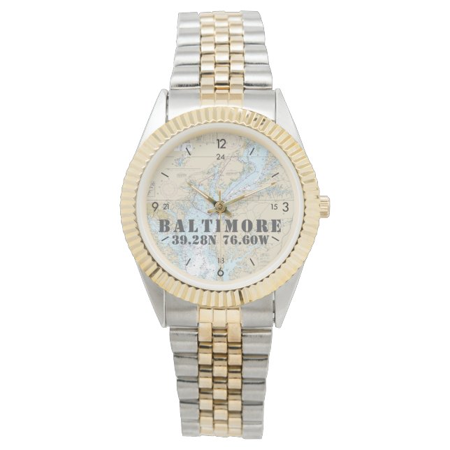 Reloj De Pulsera Baltimore MD Nautical Latitude Boater's (Anverso)