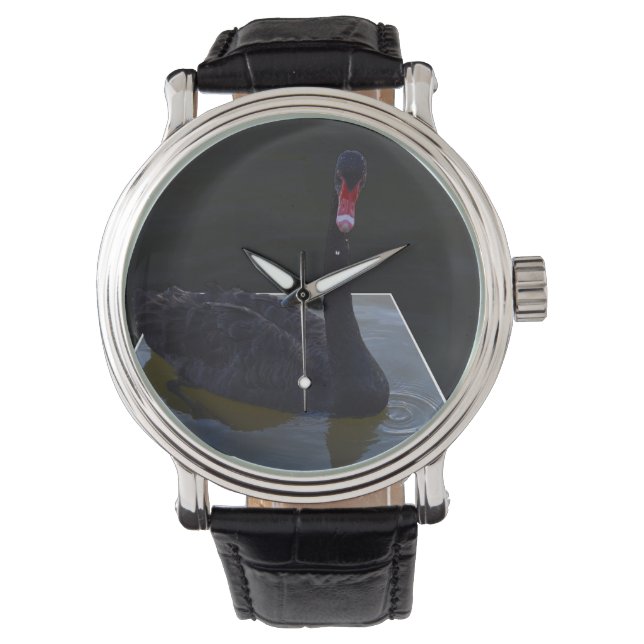 Reloj De Pulsera Bañado De Cisne Negro En Estanques Dimensionales, (Anverso)