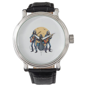 Reloj De Pulsera Banda Skeleton Rock - Graciosa Camisa Halloween