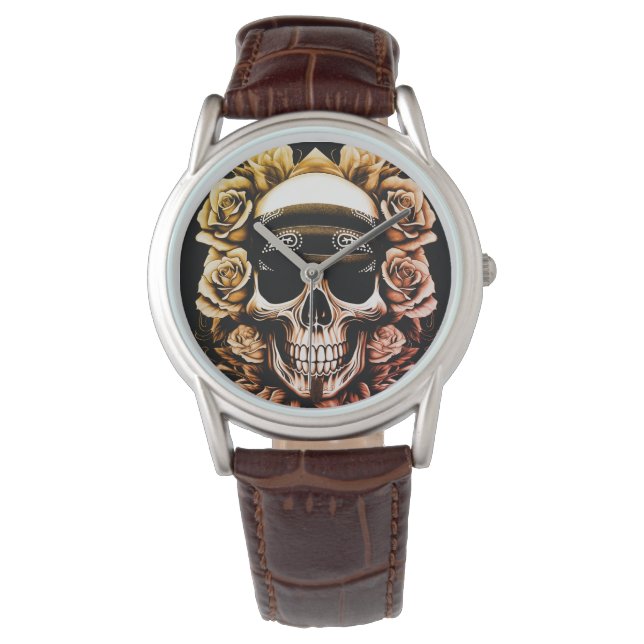 Reloj De Pulsera Bandana Skull y Rosas (Anverso)