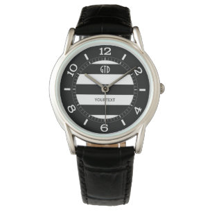Reloj De Pulsera Bandas horizontales negras y blancas personalizada