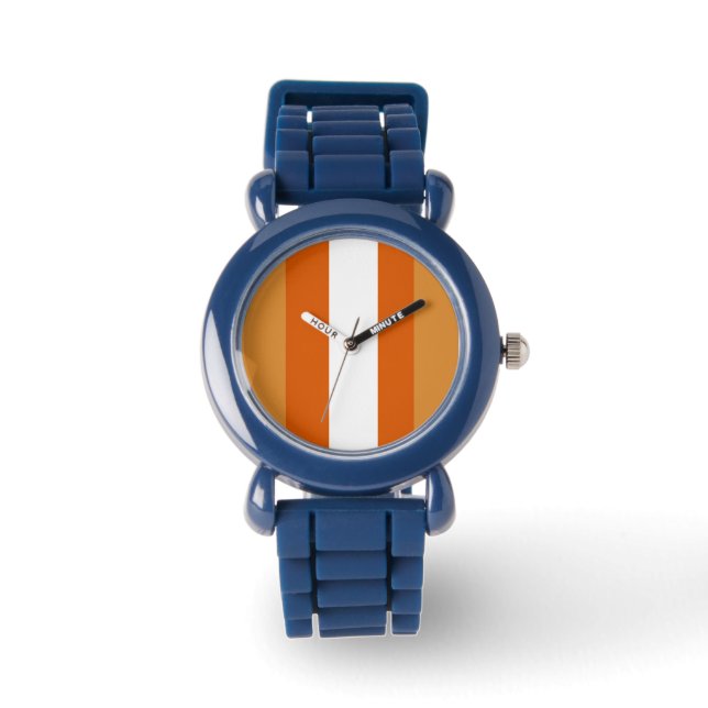 Reloj De Pulsera Bandas marrones, naranjas y blancas (Anverso)